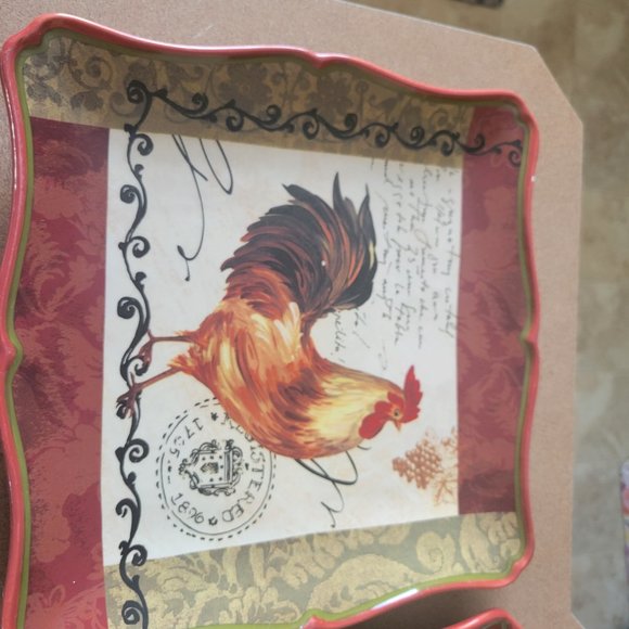Tuscan Rooster Dinner Plate Set by Pamela Gladding (damaged) - Picture 3 of 6